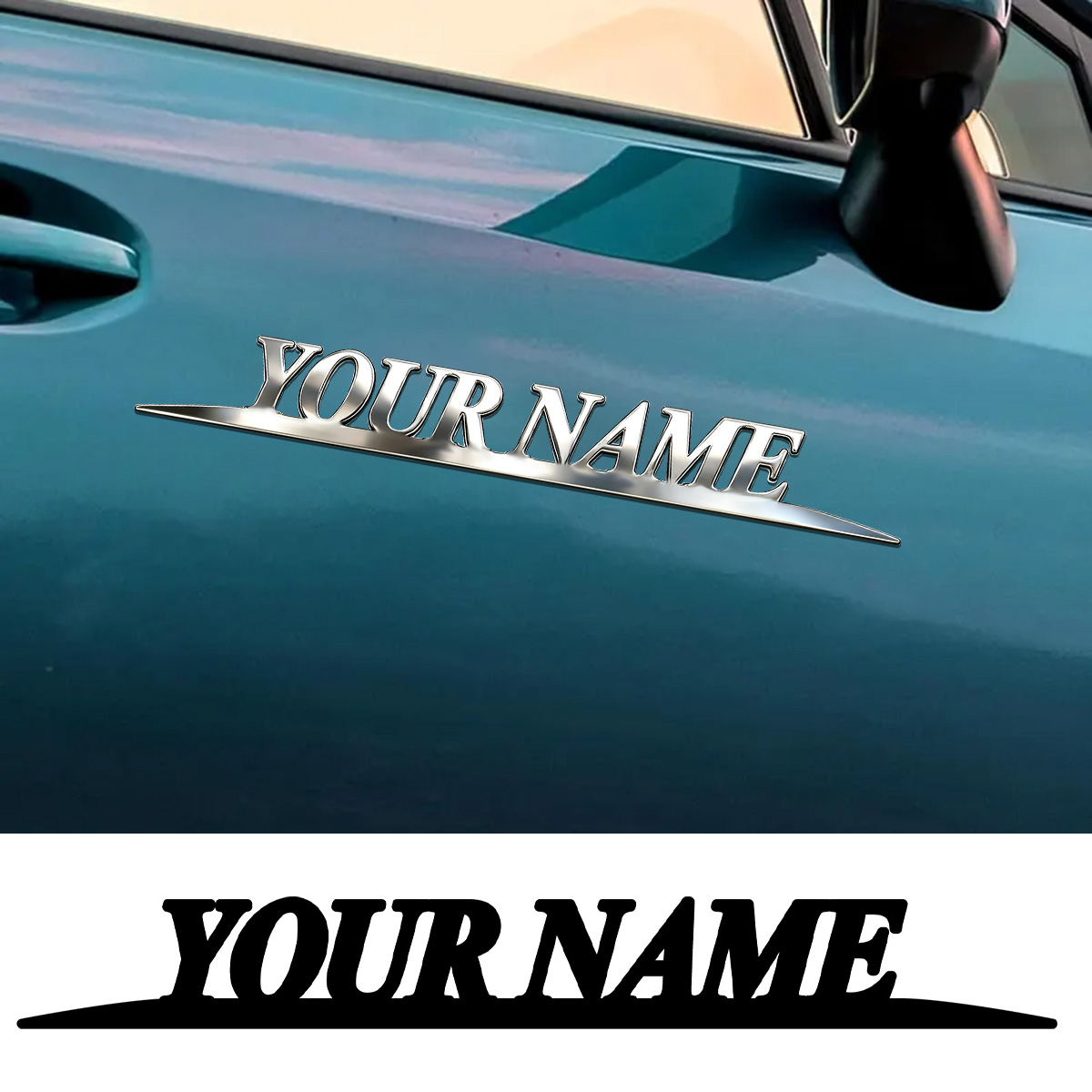 Car Accessories Gifts - Stiker Nama Trendy Logam Kustom Logo
