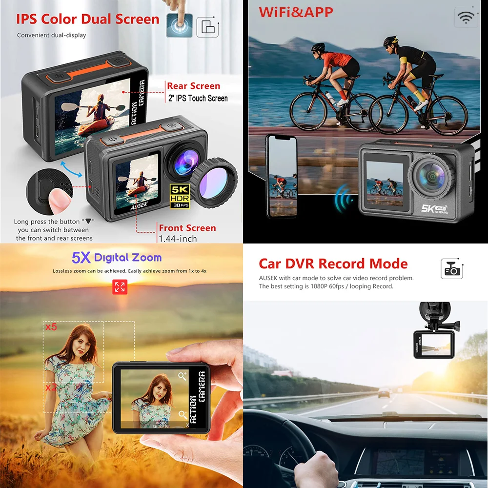 Kamera Aksi AUSEK M81TR 5K 4K6 - Car Accessories Online ulasan dan harga