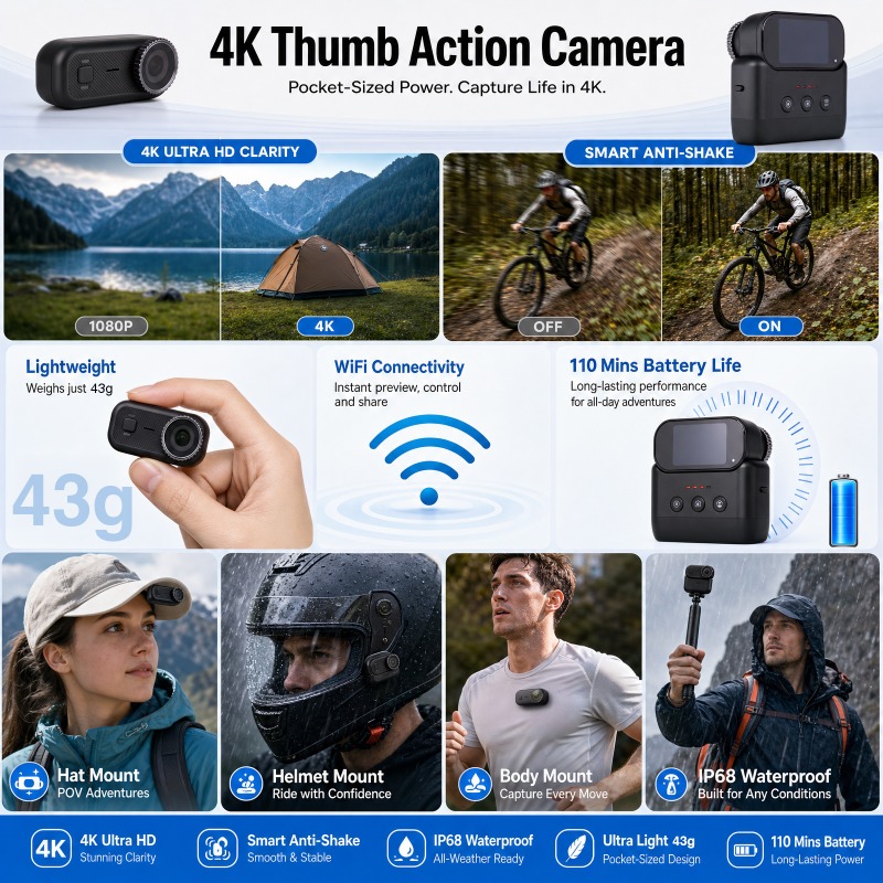 Kamera Aksi APEX 4K Mini POV M - Car Accessories Online ulasan dan harga