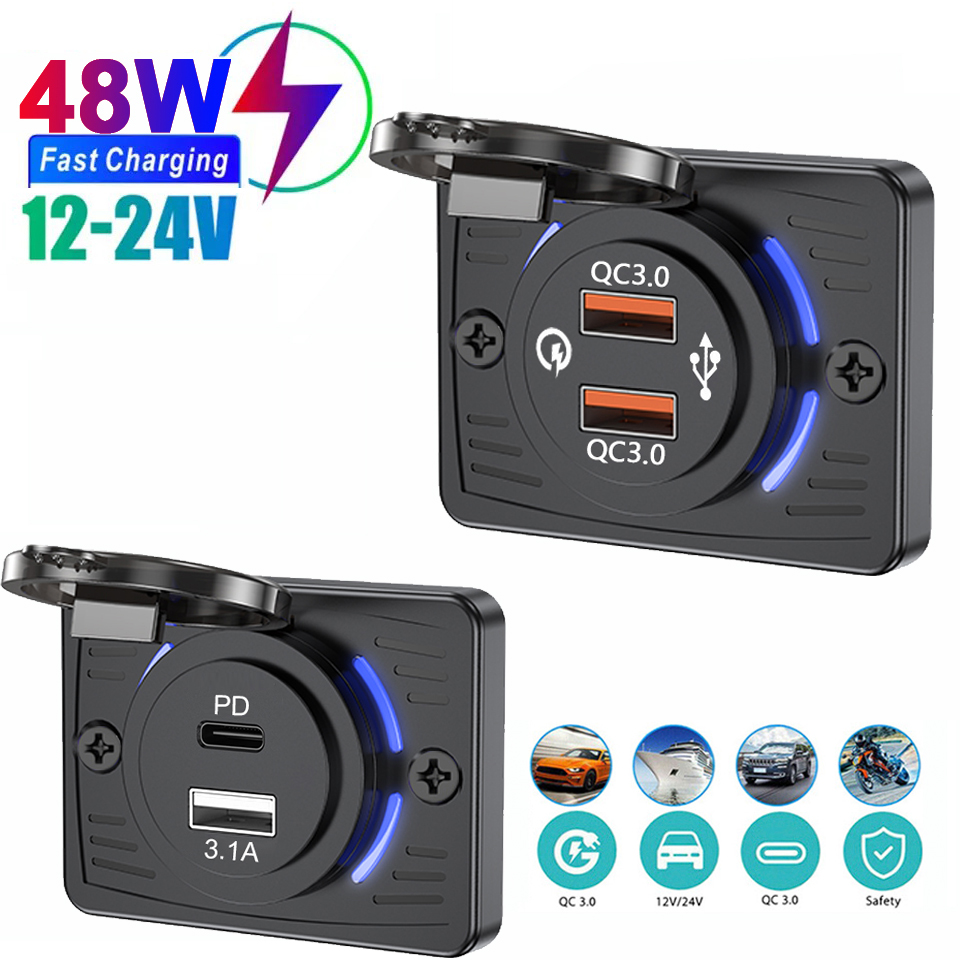 2 Port 12V RV USB Outlet QC 18 - Car Accessories Thailand ulasan dan harga