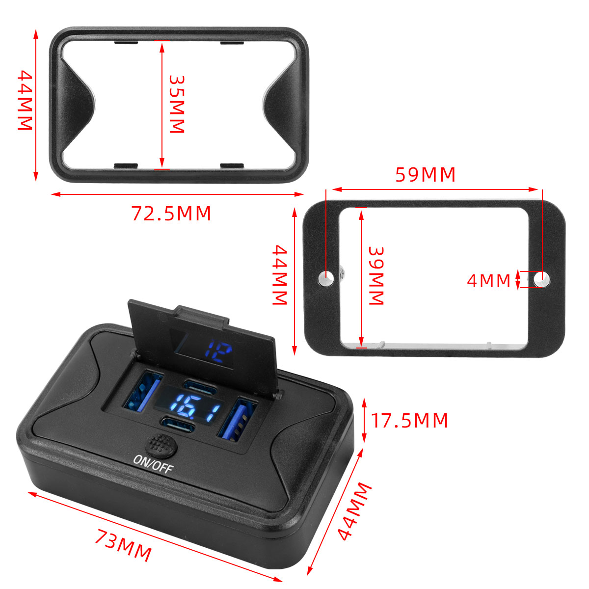 Panel USB RV 108W 4-Port 12V,  - Car Accessories Thailand ulasan dan harga
