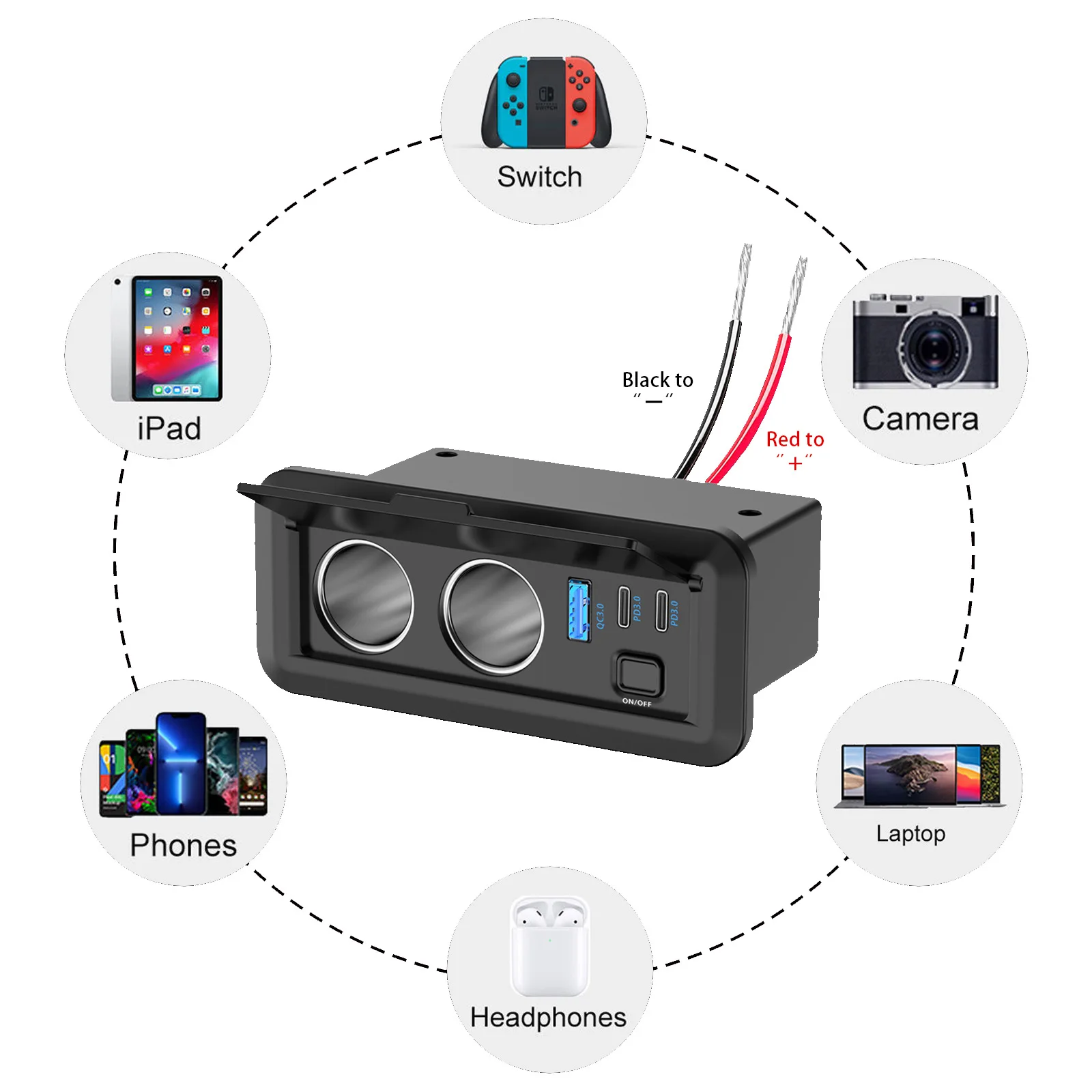 Adaptor Daya Charger Mobil BAR - Car Accessories Thailand ulasan dan harga